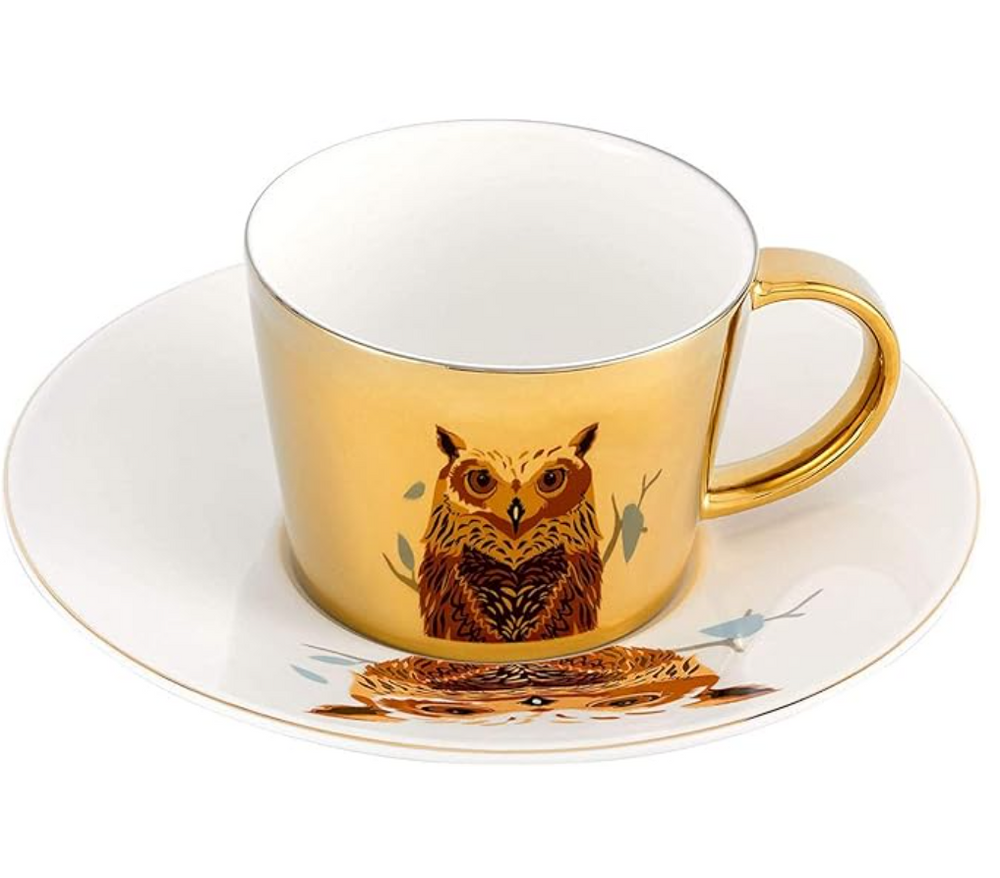 Juego Taza Ceramica Reflejante Buho