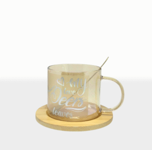Set Taza Vidrio Cuchara