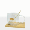 Set Taza Vidrio Bigote con Cuchara