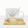 Set Taza Vidrio Corona con Cuchara