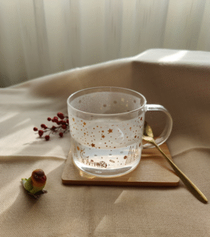 Set Taza Vidrio Simple con Cuchara