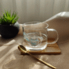 Set Taza Vidrio Pluma con Cuchara