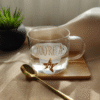 Set Taza Vidrio Estrella con Cuchara
