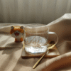 Set Taza Vidrio Corona con Cuchara