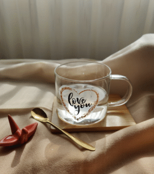 Set Taza Vidrio Love You 2 con Cuchara