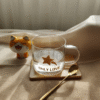 Set Taza Vidrio Bigote con Cuchara