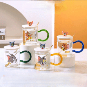 Taza Vidrio con Mango Colores Goto y Ratonn