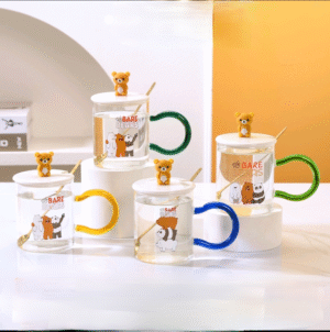 Taza Vidrio con Mango de Colores 3 Osos