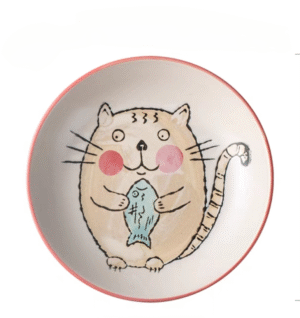 Plato 7.5" Borde Ancho Gato y Pez-Caja X 9 para Envio