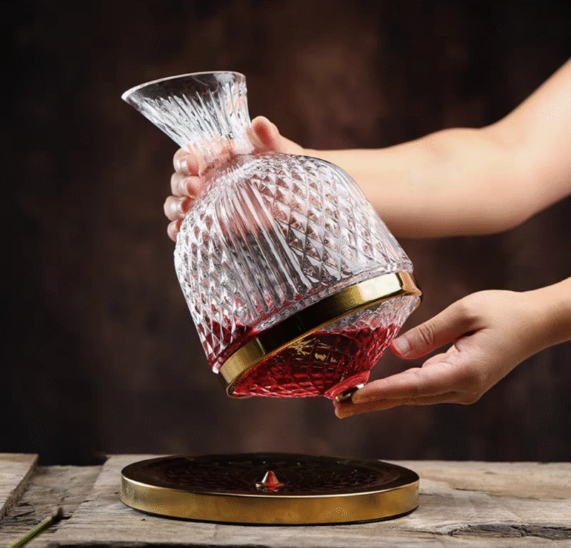 Decantador Vino de Vidrio con Aro Plateado 1500ml