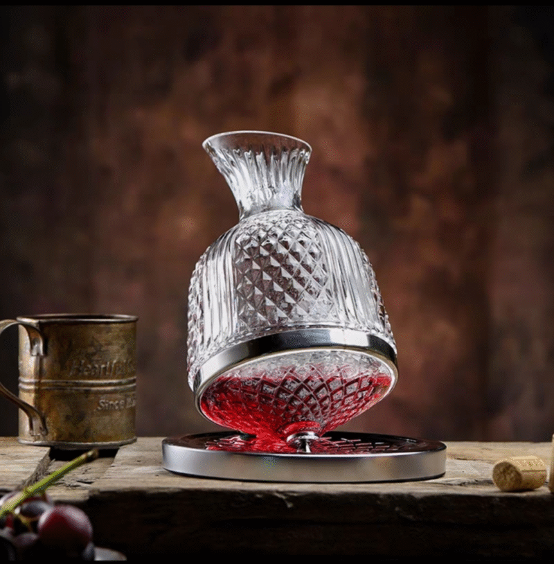 Decantador Vino de Vidrio con Aro Plateado 1500ml