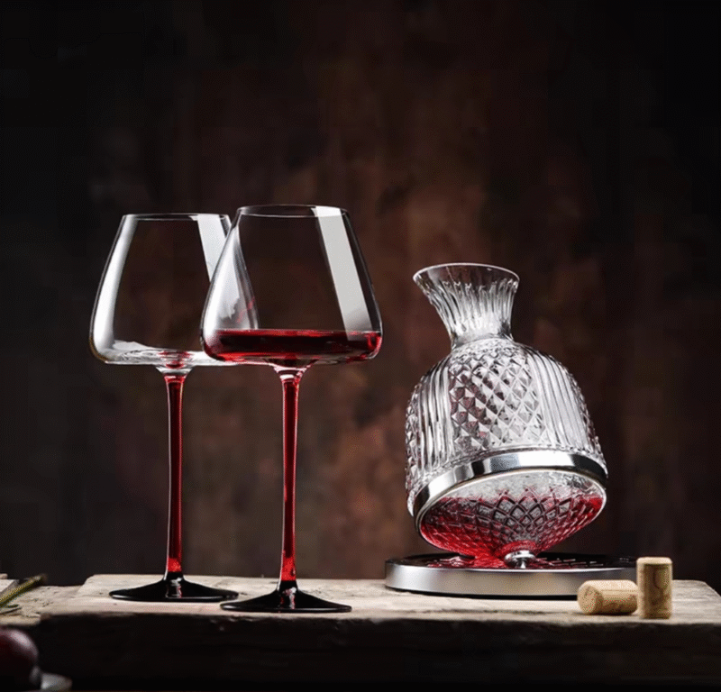 Decantador Vino de Vidrio con Aro Plateado 1500ml