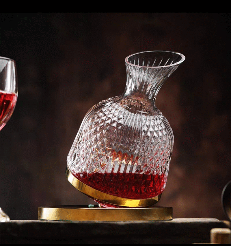Decantador Vino de Vidrio con Aro Dorado 1500ml