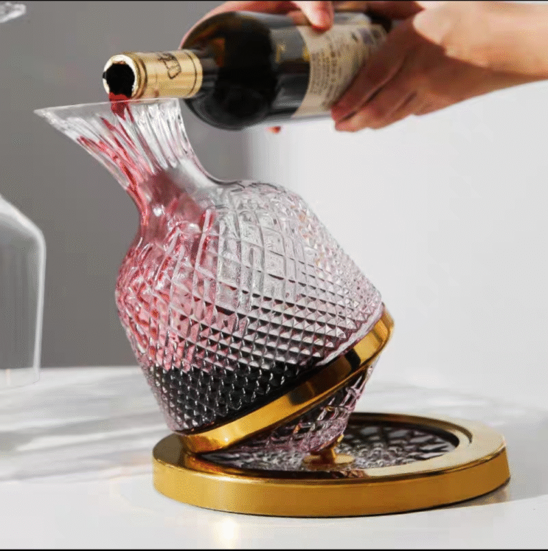 Decantador Vino de Vidrio con Aro Dorado 1500ml