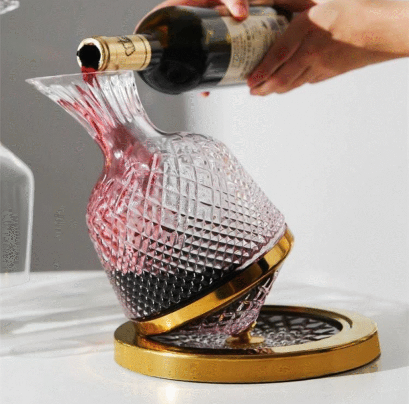 Decantador Vino de Vidrio con Aro Dorado 1500ml