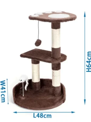 Rascador Cama 3 Niveles con Pelota- H 64 Cm